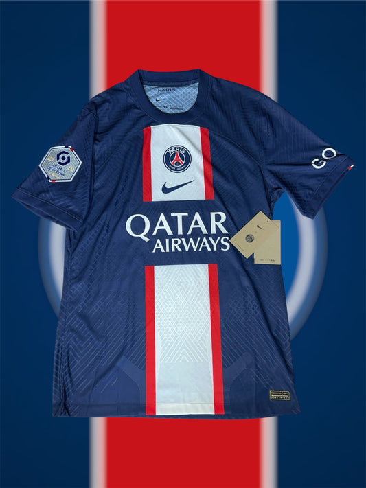 Mbappé Paris Saint-Germain 2022-23 Hjemmetrøje Player Version Str. M (Ligue 1 Patch)