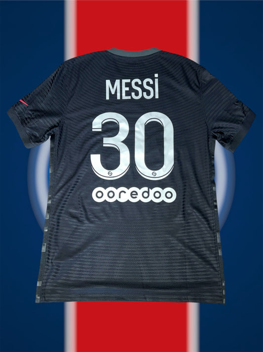 Lionel Messi Paris Saint-Germain 2021-22 Tredjetrøje Player Version (Ligue 1 Patch)