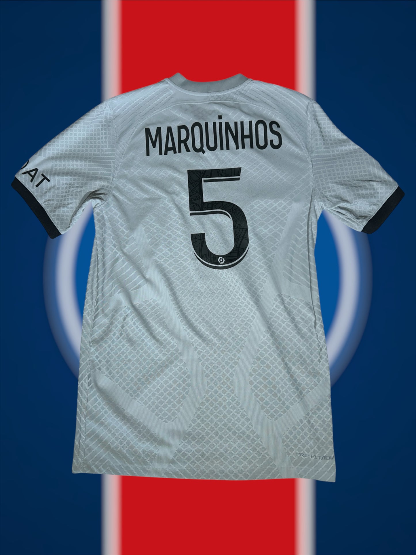 Marquinhos Paris Saint-Germain 2022-23 Udebanetrøje Player Version Str. S (Ligue 1 Patch)