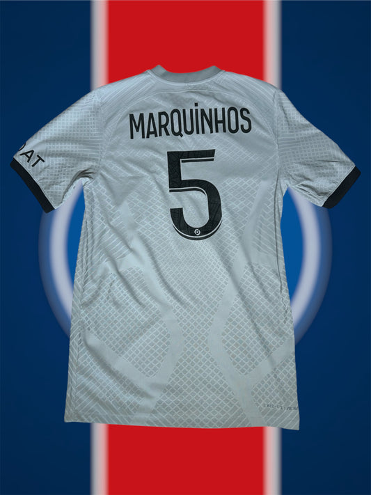 Marquinhos Paris Saint-Germain 2022-23 Udebanetrøje Player Version Str. S (Ligue 1 Patch)