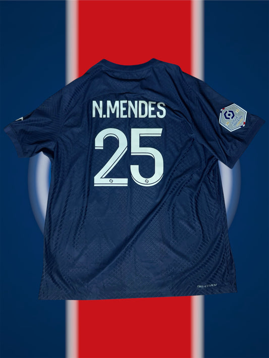 Nuno Mendes Paris Saint-Germain 2022-23 Hjemmetrøje Player Version (Ligue 1 Patch)